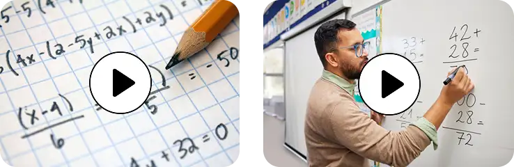 Math tool demonstration showing AI-powered problem solving and interactive learning features